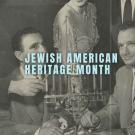 In this photograph, Chaplain (Lt. Col.) Samuel W. Chomsky, left, light the traditional a menorah at a USO Hannukah dinner in 1954